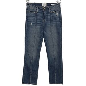 Frame Denim Le High Straight Distressed Designer Jeans, Sandpiper Blue size 28